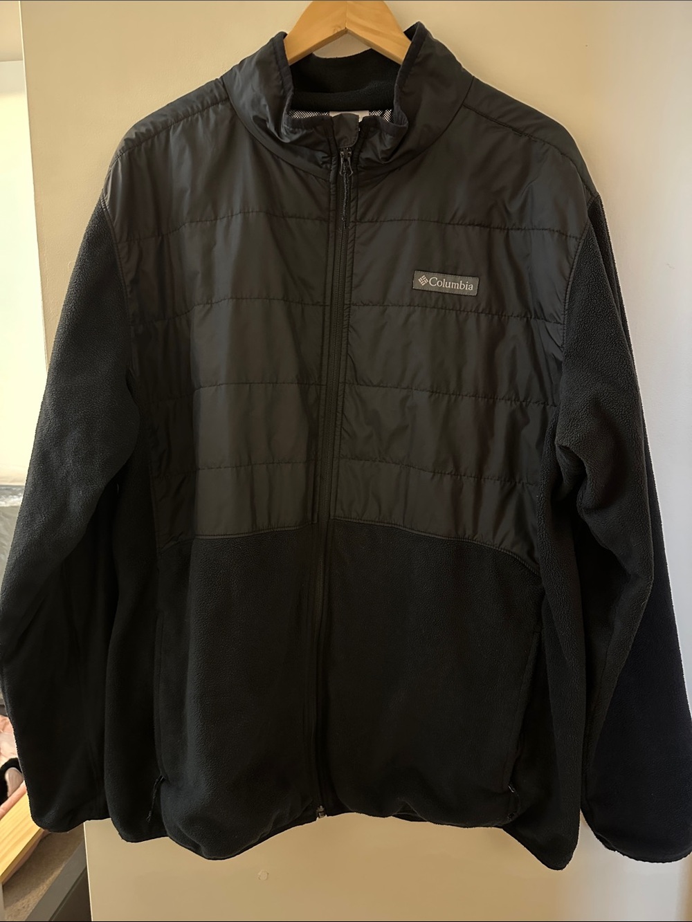 Columbia Men's Black Hybrid Quilted/Fleece Puffer Jacket